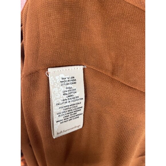 SOFT SURROUNDINGS Women's Orange Black Venetian Batik Midi Dress Size 8 - Picture 4 of 8